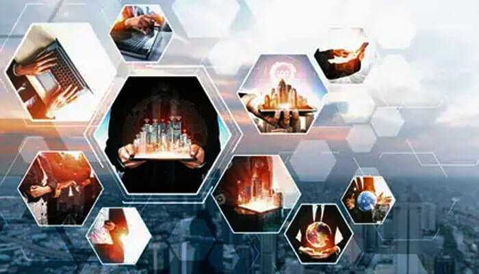 Predictive analytics and planning - tycoonstory | tycoonstory media A digital hexagon collage showing cities, technology, and people, representing the role of supply chains in real estate projects in shaping modern development.