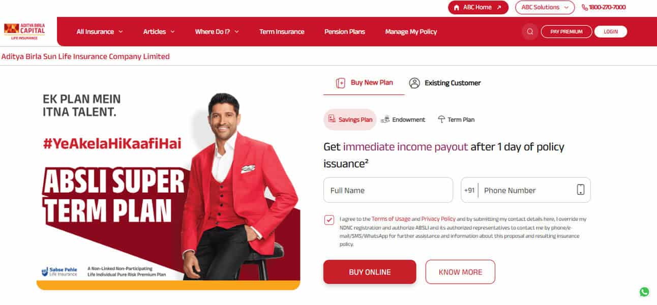 Aditya birla sun life - tycoonstory | tycoonstory media Term insurance plans in india by aditya birla sun life promoting absli super term plan with income payout benefits.