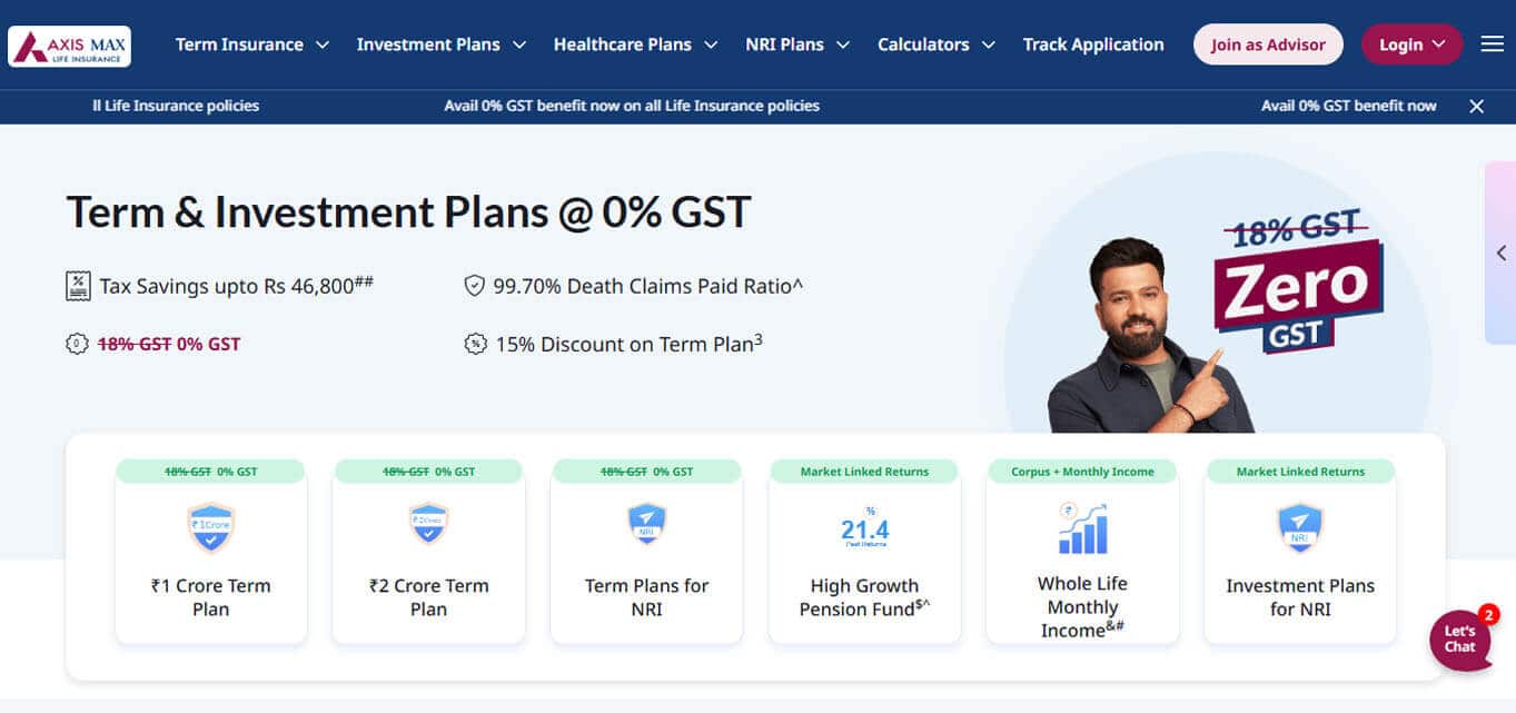 Axis max life - tycoonstory | tycoonstory media Term insurance plans in india from axis max life highlighting 0% gst, tax savings, and strong claim settlement ratio.