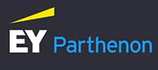 7 | tycoonstory media Business consulting firms strategy arm ey parthenon logo with yellow accent and dark background.