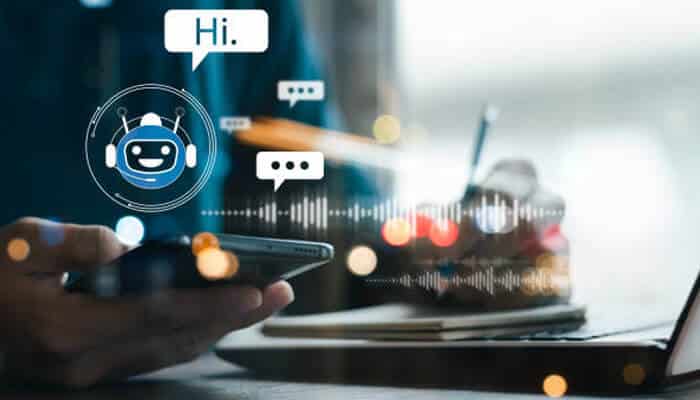 Crm integration | tycoonstory media A person interacting with a chatbot on their phone, showcasing the integration of ai technology, which plays a key role in the future of digital dealerships by enhancing customer service and engagement.