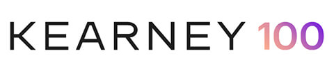 Kearney | tycoonstory media Business consulting firms firm kearney logo with minimalist typography and “100” anniversary mark.