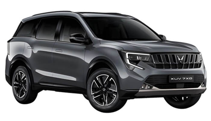 Long-term investment | tycoonstory media Mahindra xuv 7xo parked, showcasing its sleek design, modern headlights, and stylish alloy wheels from a side-front view.