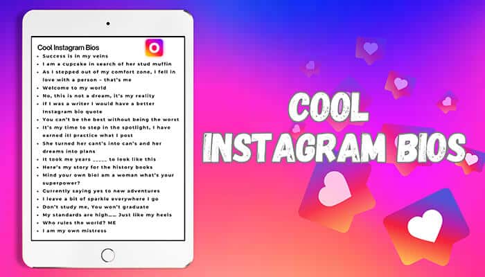 Cool instagram bios | tycoonstory media Cool instagram bios