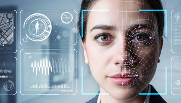 Digital identity and data control | tycoonstory media Image showing a woman with facial recognition technology and digital data overlays. The concept ties into the future of web3 and blockchain, emphasizing digital identity and data control.