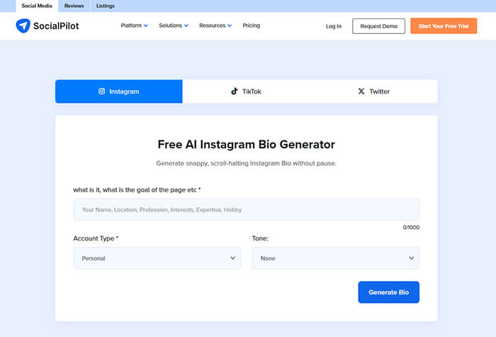 Socialpilot free instagram bio generator | tycoonstory media Socialpilot free instagram bio generator