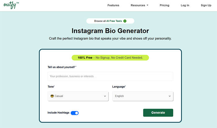Outfy free ai instagram bio generator | tycoonstory media Outfy free ai instagram bio generator
