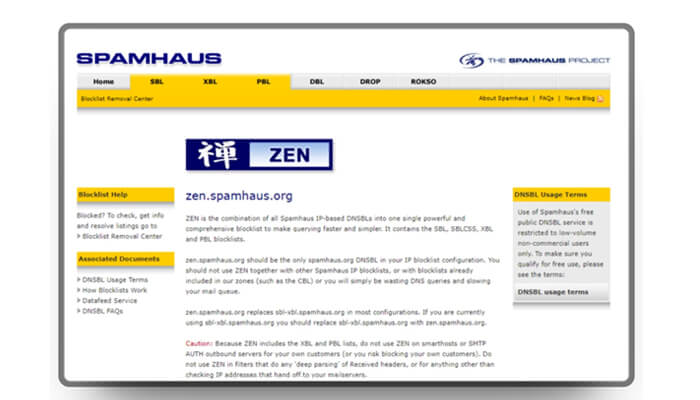 Navigating spamhaus zen | tycoonstory media Spamhaus zen blacklist overview page used during email migration to monitor ip reputation and prevent email deliverability issues.