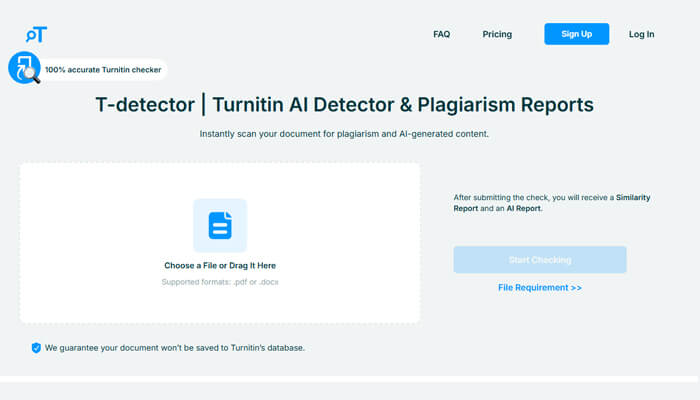 How similarity detection tools identify selfplagiarism | tycoonstory media T-detector interface for detecting self‑plagiarism, offering accurate turnitin-based plagiarism reports without storing documents in turnitin’s database.