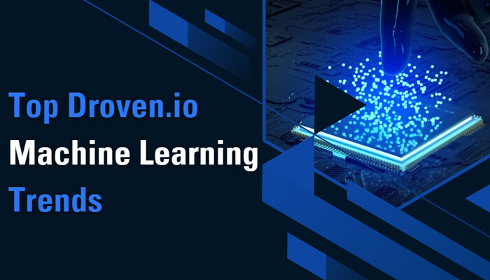 Top droven | tycoonstory media Droven. Io machine learning trends visual showing ai chip, data processing, and modern ml technology concept