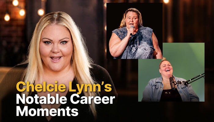 Chelcie lynn's notable career moments - tycoonstory | tycoonstory media Chelcie lynn net worth visual collage showing chelcie lynn in key career moments—stand‑up comedy, podcasting, and media appearances highlighting her financial and professional growth.