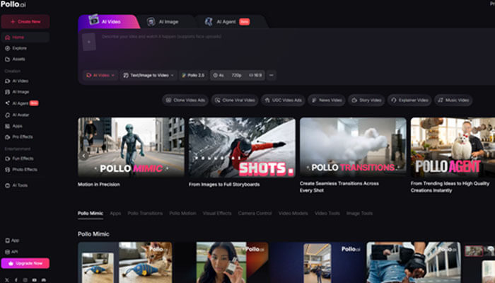 Location scouting in the edit room | tycoonstory media Dark-themed video platform dashboard showing left navigation, top tabs, and a row of video thumbnails on a grid layout.