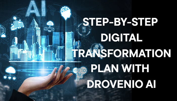 Step-by-step digital transformation plan with drovenio ai | tycoonstory media Drovenio ai in digital transformation plan with ai technology, automation, and smart business systems