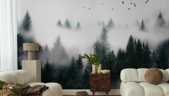 Misty woodland murals for a soft, dreamy look | tycoonstory media Misty woodland murals for a soft, dreamy look