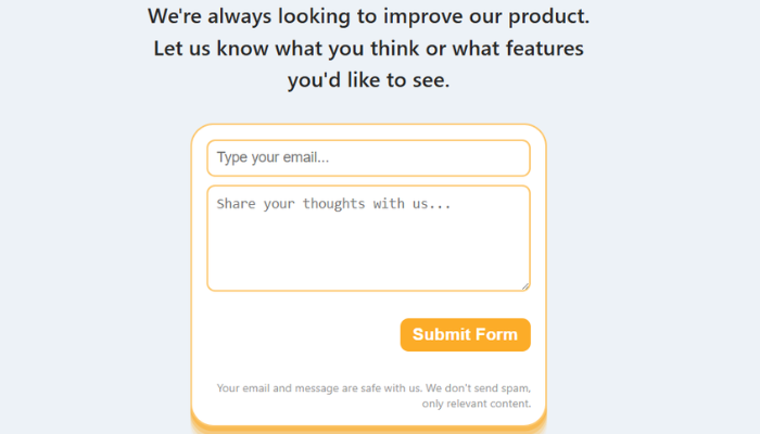 Anonymous instagram story viewer 3 | tycoonstory media Online feedback form page for an anonymous instagram story viewer website with email and message input fields.