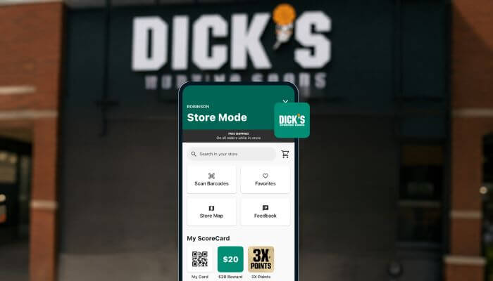 Can you check a dicks gift card balance by phone 1 | tycoonstory media Dicks gift card balance checker mobile app screen displayed in front of a dicks sporting goods store for mobile shopping and balance management