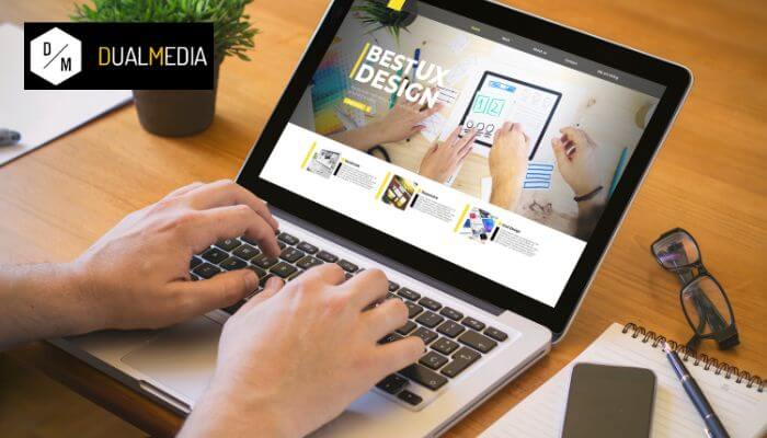 Core services of agence web paris dualmedia | tycoonstory media Agence web paris dualmedia website creation and web design services displayed on a laptop workspace in 2026