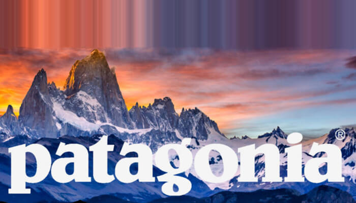 Patagonia – environmental activism | tycoonstory media Patagonia – environmental activism logo over mountain landscape at sunset, exemplifying successful pr campaigns focused on sustainability and environmental advocacy.