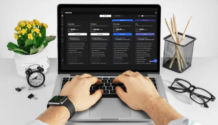 Freepik ai image generator pricing in 2026 1 2 | tycoonstory media Freepik ai image generator pricing plans displayed on laptop screen for ai image creation workflows