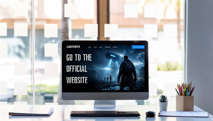Go to the official website - tycoonstory | tycoonstory media Lightniteone new version for pc official website displayed on a desktop monitor in a modern workspace, showing the secure 2026 game download page for pc gamers looking for verified installation, system updates, optimized gameplay, and safe access to the latest lightnite battle royale experience.