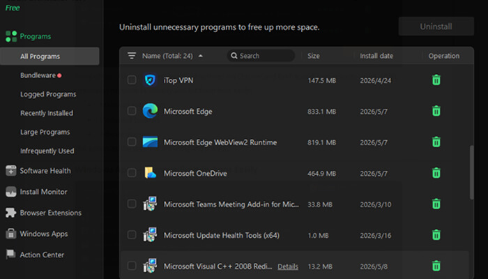 Software uninstall- one click uninstall programs | tycoonstory media Iobit uninstaller dashboard showing batch uninstall options and unwanted software cleanup tools for improving pc speed in 2026