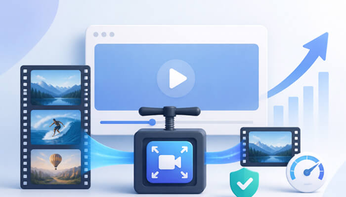 How does video compression work? | tycoonstory media An illustration of an online video compressor, showcasing its ability to compress videos for faster uploads and efficient storage management.