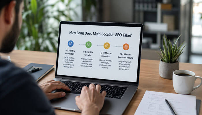 How long does multi location seo take - tycoonstory | tycoonstory media Multi location seo timeline showing how long it takes to improve local rankings, visibility, expansion, and sustained results.