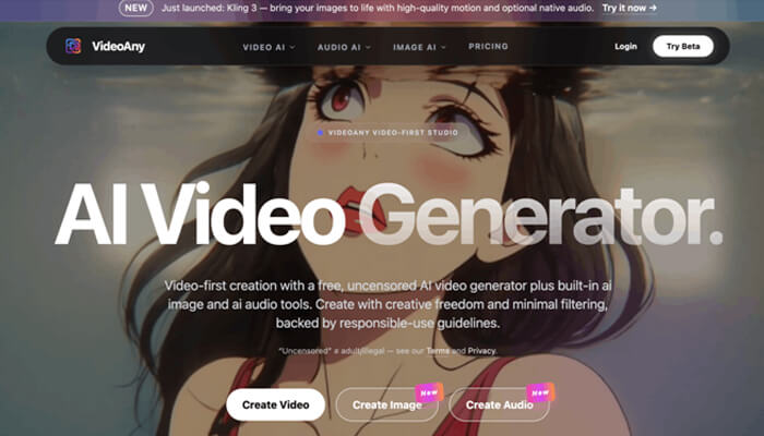 Uncensored ai video generator | tycoonstory media Unrestricted ai image editing platform showing ai video and image creation tools for creators seeking flexible visual workflows
