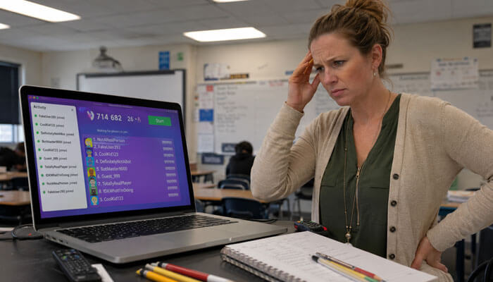 Why blooket bots are a problem for teachers - tycoonstory | tycoonstory media Teacher concerned about blooket bot spam disrupting a classroom quiz game.