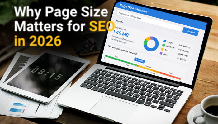 Why page size matters for seo in 2026 - tycoonstory | tycoonstory media Page size checker spellmistake seo analysis dashboard showing website page weight, core web vitals optimization, loading speed metrics, and mobile performance improvements for better google rankings in 2026