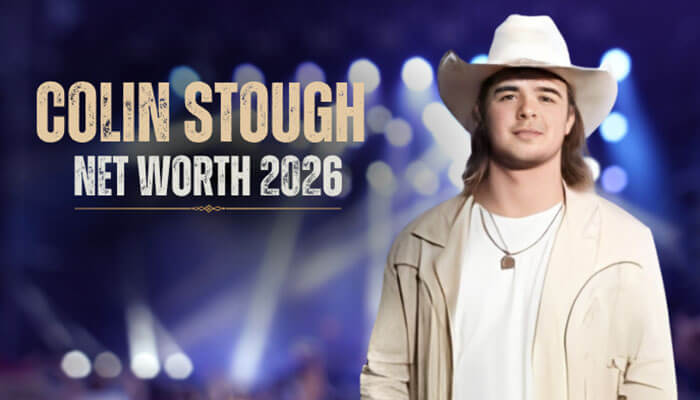 Colin stough net worth 2026 - tycoonstory | tycoonstory media Colin stough net worth 2026 graphic showing country music artist colin stough in a cowboy hat against concert lights, highlighting his projected earnings, music income sources, tour revenue, and financial growth.