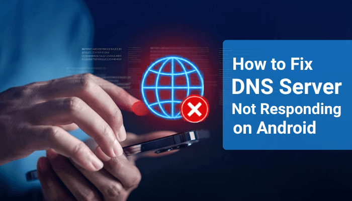 How to fix dns server not responding | tycoonstory media Person using android smartphone with network error icon, illustrating how to fix dns server not responding on mobile devices.