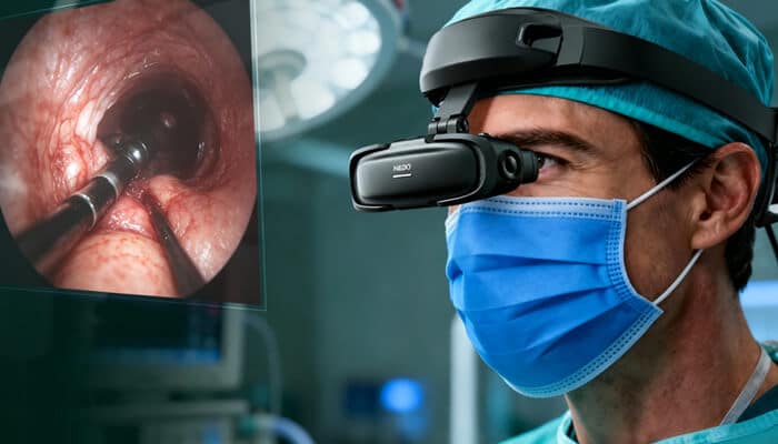 How nedo’s next-gen surgical visualization system is transforming modern surgery | tycoonstory media Surgical visualization in a modern operating room showing a medical team performing a precise procedure while using advanced visual guidance and real-time imaging for improved accuracy and coordination.