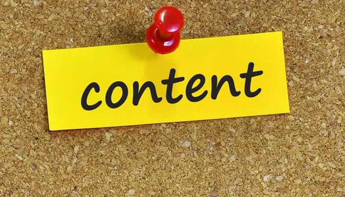 Your content exists but doesn't rank or convert | tycoonstory media B2b company content strategy concept showing the word “content” pinned on a board, representing issues where b2b company content exists but fails to rank or convert effectively.