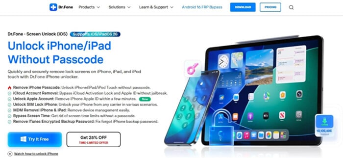 Using dr. Fone for guided iphone unlocks when official routes don’t work | tycoonstory media Dr. Fone screen unlock tool interface showing options to remove iphone passcode and unlock iphone/ipad without passcode, highlighting guided recovery for locked apple devices.