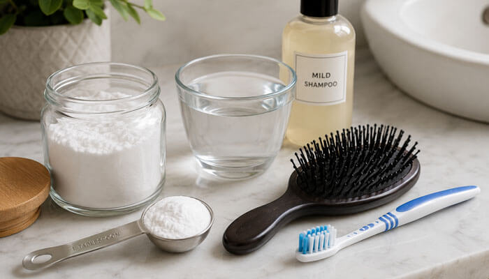 How much baking soda should you use - tycoonstory | tycoonstory media How to clean a hairbrush with baking soda using warm water, mild shampoo, a toothbrush, and measured baking soda.