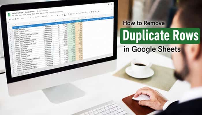 How to remove duplicate rows in google sheets - tycoonstory | tycoonstory media Professional office scene showing a desktop monitor displaying a google sheets spreadsheet with highlighted data columns, illustrating practical steps for removing duplicate rows, and demonstrating how users can efficiently apply techniques to remove duplicates google sheets in structured datasets to improve data accuracy, eliminate redundant entries, and enhance spreadsheet performance for business analytics and reporting.