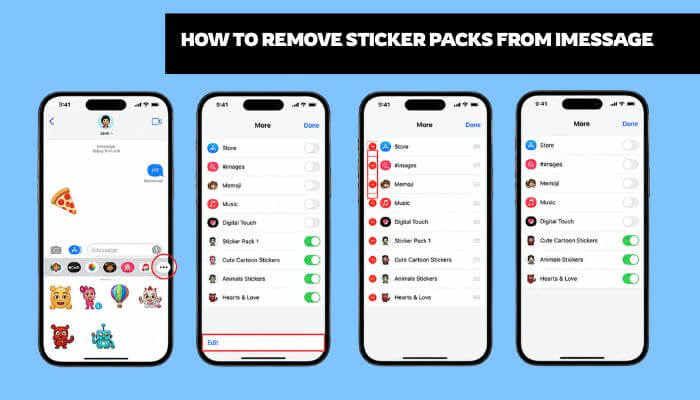 How to remove sticker packs from imessage 1 1 | tycoonstory media How to delete stickers on iphone by removing sticker packs from imessage through messages settings, showing step-by-step sticker pack management on an iphone.