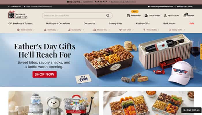 Broadway basketeers best festive birthday energy | tycoonstory media Birthday gift baskets featured on broadway basketeers website showing festive snack-filled gift boxes and celebratory themed packaging for birthdays.