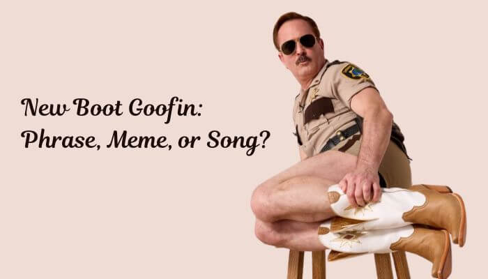 New boot goofin phrase meme or song | tycoonstory media New boot goofin phrase meme or song explained featuring a comedic character in cowboy boots associated with the new boot goofin internet trend and reno 911 reference