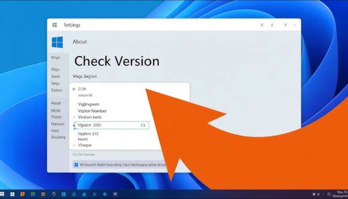 Should you upgrade to windows 11 25h2 now what to check first 1 | tycoonstory media Screenshot of windows settings window with a large orange pointer pointing to version information labeled'Check Version'.