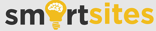 Smartsites | tycoonstory media Smartsites logo with a yellow lightbulb containing a brain between the words 'smart' and 'sites'.