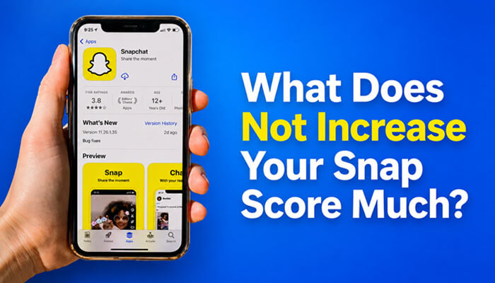 What does not increase your snap score much? - tycoonstory | tycoonstory media Hand holding a smartphone showing snapchat app preview on screen with text ‘what does not increase your snap score much? ’ highlighting actions that minimally affect snap score for accurate snapchat activity insights.