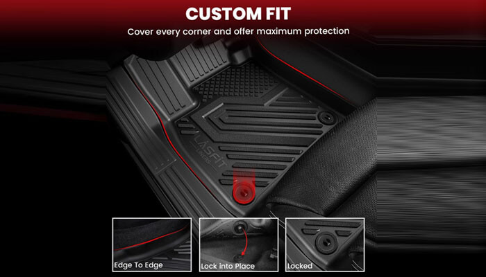 Why custom-fit mats are better than universal mats - tycoonstory | tycoonstory media Custom-fit car floor mat with edge-to-edge coverage and a locking system to keep it in place.