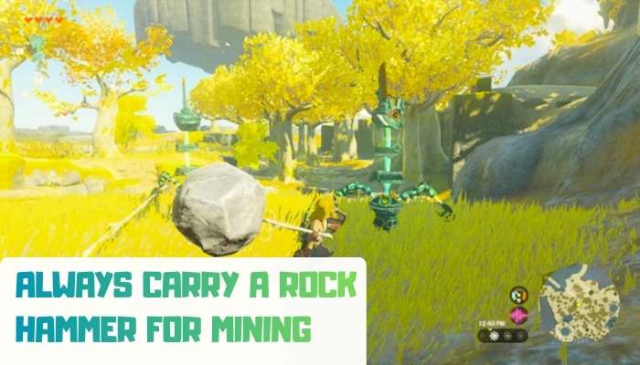 Zelda tears of the kingdom tips 2 | tycoonstory media Zelda tears of the kingdom tips demonstrating how to use a rock hammer for mining ore deposits, breaking walls, and collecting valuable resources.