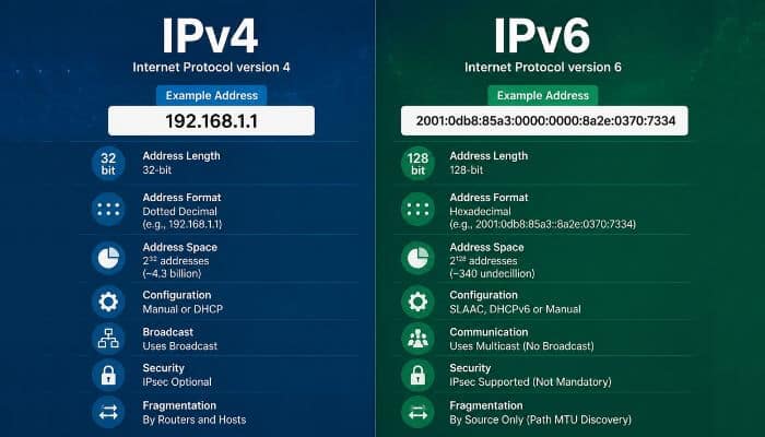 10 key differences between ipv4 and ipv6 1 | tycoonstory media What is the difference between ipv4 and ipv6? Side-by-side comparison of ipv4 and ipv6 address formats, headers and networking features