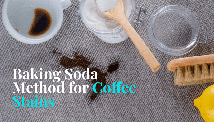 How to remove coffee stain from carpet - tycoonstory | tycoonstory media How to remove coffee stain from carpet using the baking soda method, with spilled coffee, baking soda, a cleaning brush, and lemon on a gray carpet.