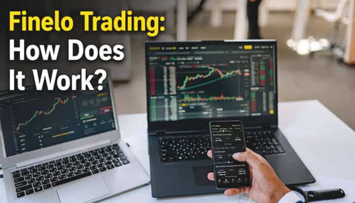 Finelo trading: how does it work? - tycoonstory | tycoonstory media Finelo reviews analysis of how finelo trading works with multiple screens displaying stock charts, market data, and mobile trading features for beginners.