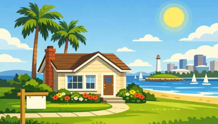 How to sell your house fast in long beach california practical strategies for a quick sale 1 | tycoonstory media Coastal home illustration showing a property setting ideal for homeowners looking to sell your house fast with effective selling strategies.