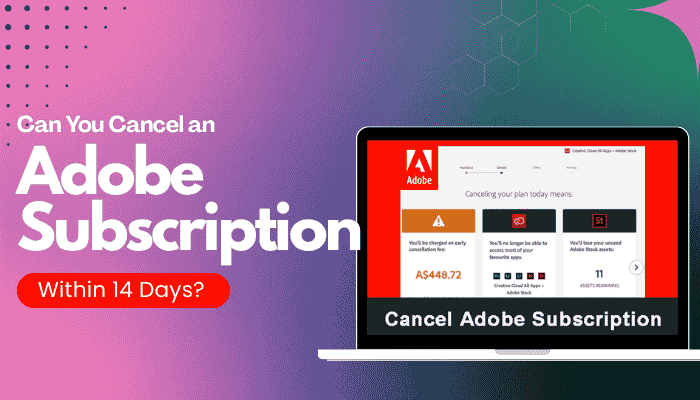 How to cancel adobe subscription - tycoonstory | tycoonstory media How to cancel adobe subscription within 14 days guide showing adobe account cancellation steps on a laptop screen.